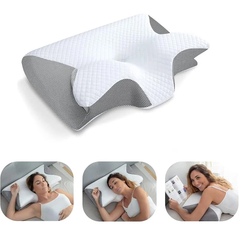 Memory Foam Cervical Support Pillow - Light Gray