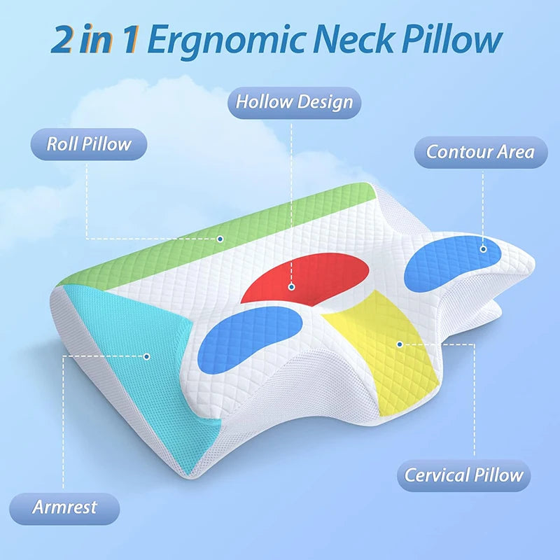 Memory Foam Cervical Support Pillow - Light Gray