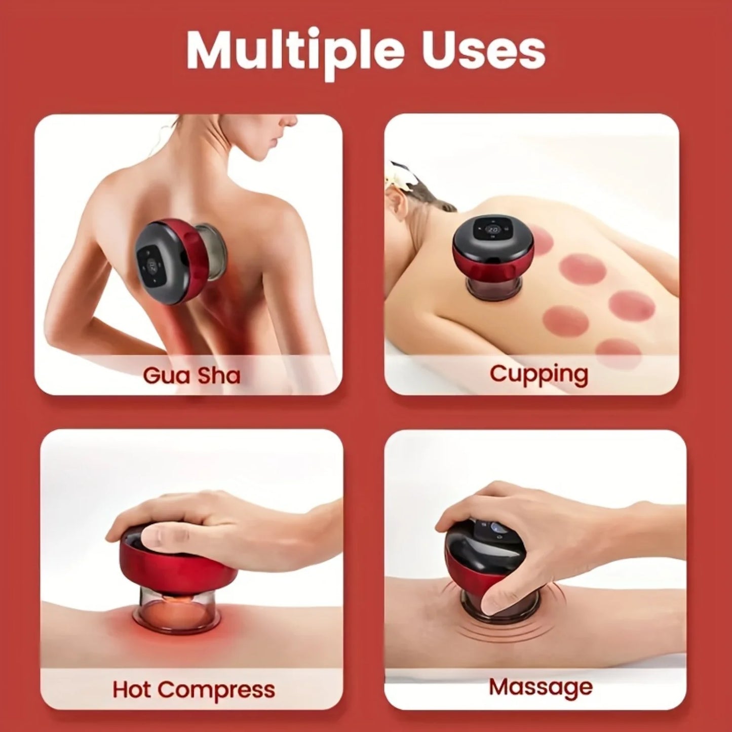 Portable Cupping & Gua Sha Massager - Black