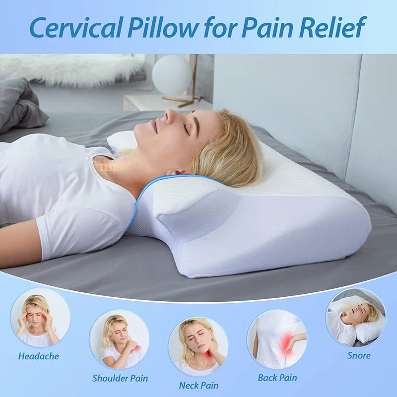 Memory Foam Cervical Support Pillow - Light Gray